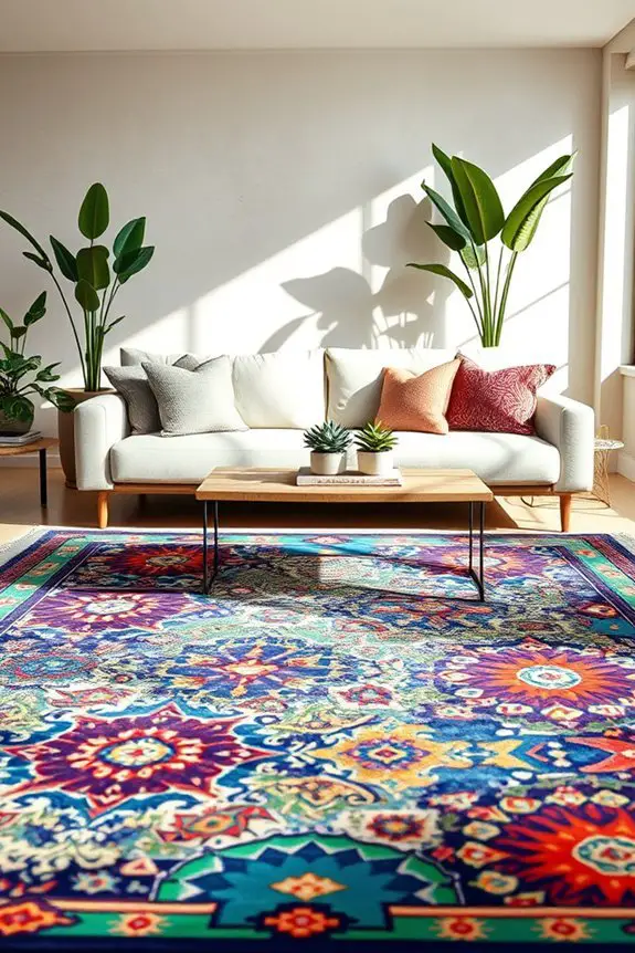 vibrant rugs enhance decor