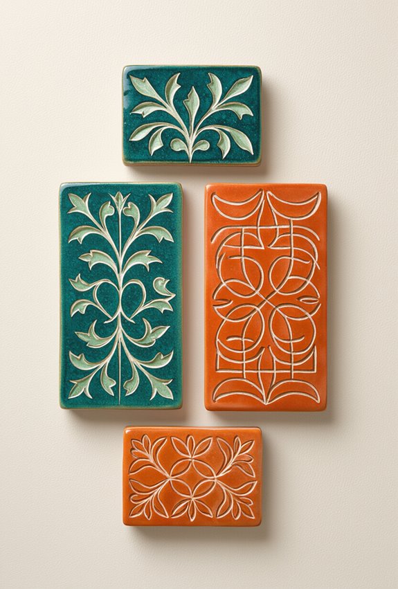 vibrant sgraffito clay tiles