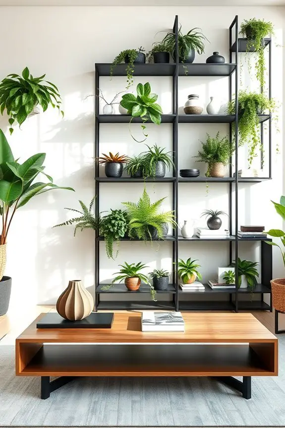 vibrant shelf plant arrangements