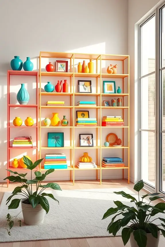 vibrant shelves for personality