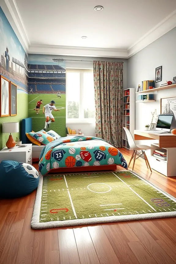 vibrant sports fanatic room
