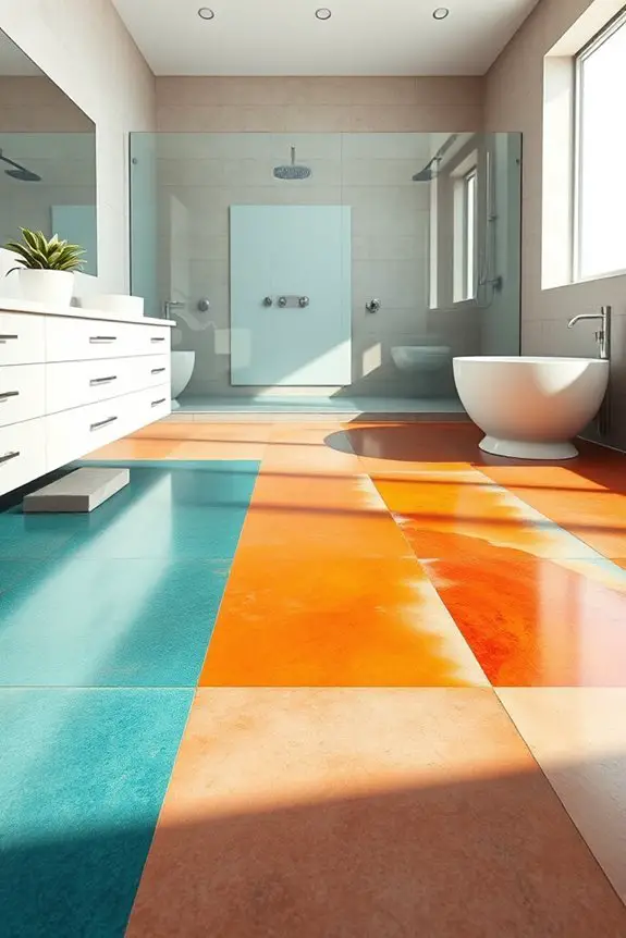 vibrant stained concrete accents