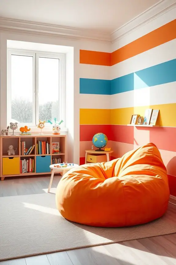 vibrant striped wall design