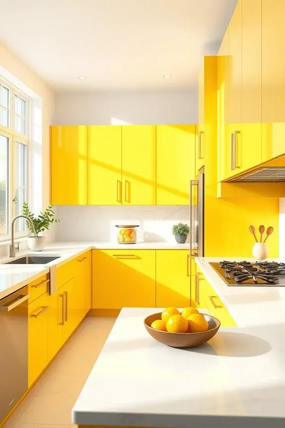 vibrant sunflower yellow cabinets