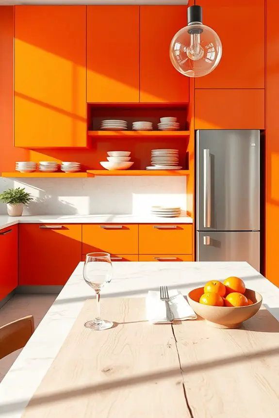 vibrant sunset orange kitchen