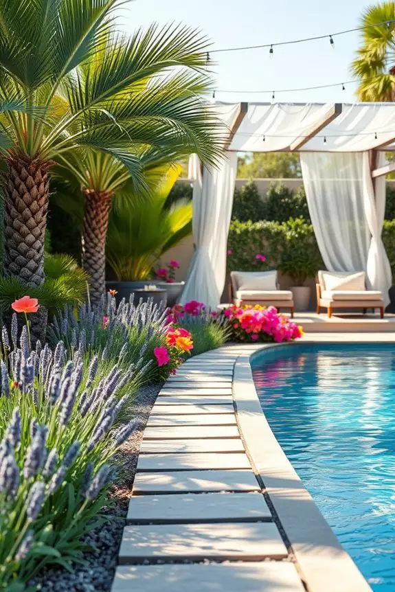 vibrant sustainable poolside oasis