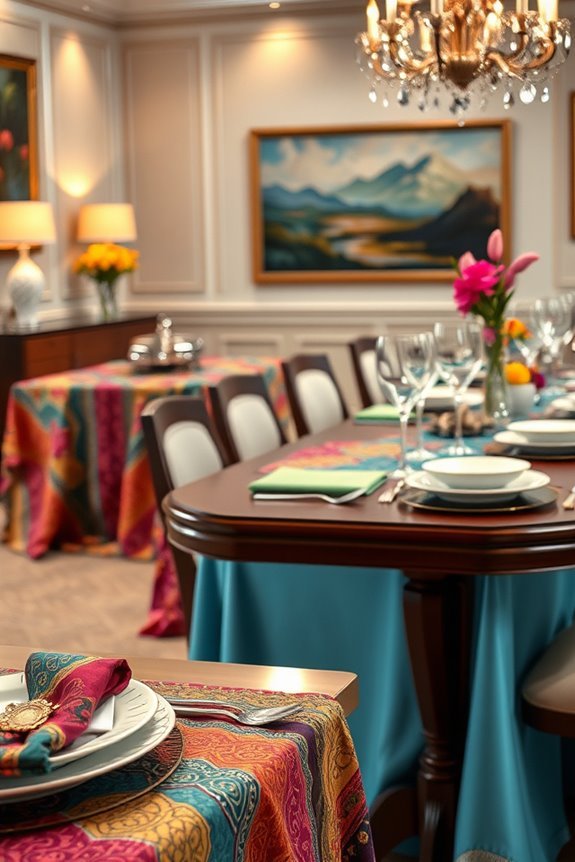 vibrant table linens enhance dining
