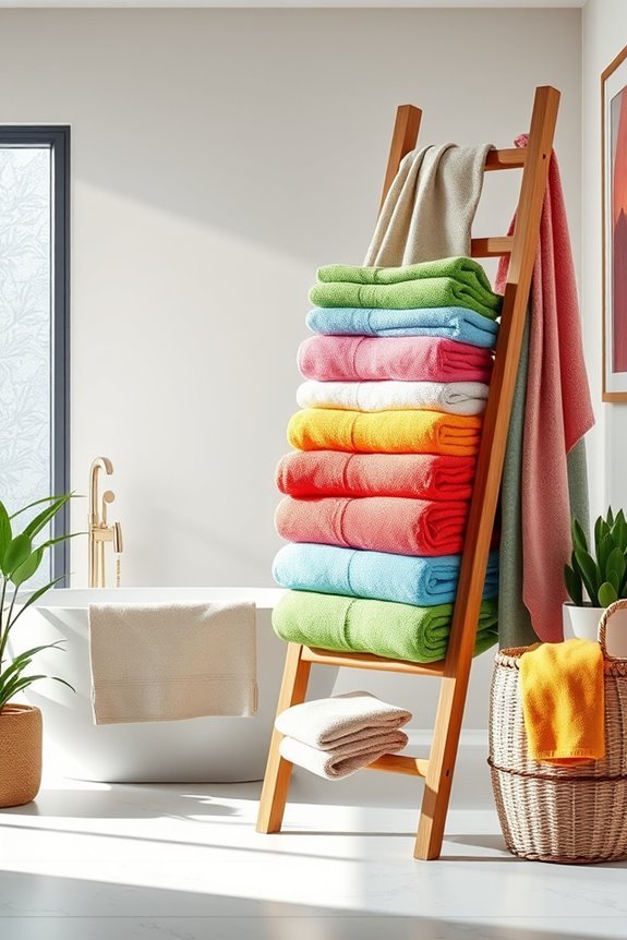 vibrant towels cheerful bathroom decor
