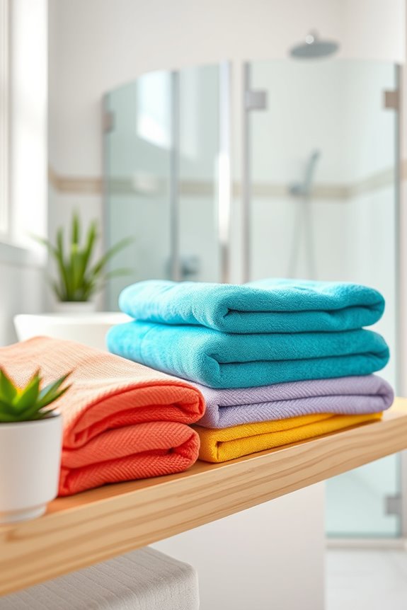 vibrant towels enhance decor