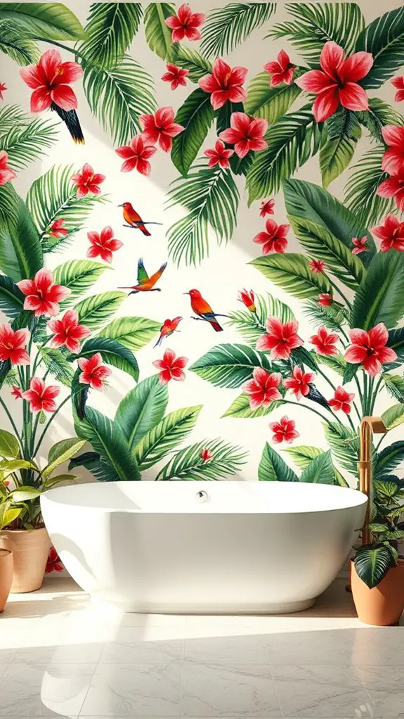 vibrant tropical bathroom design