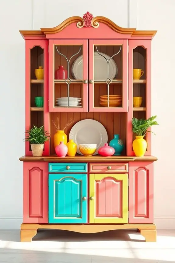 vibrant tropical hutch makeover
