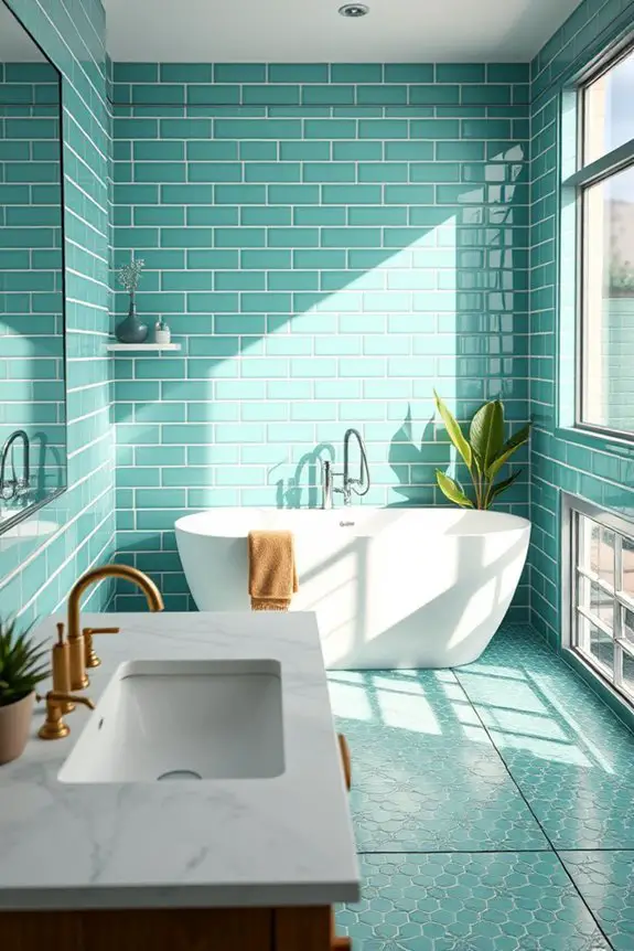 vibrant turquoise and green tiles