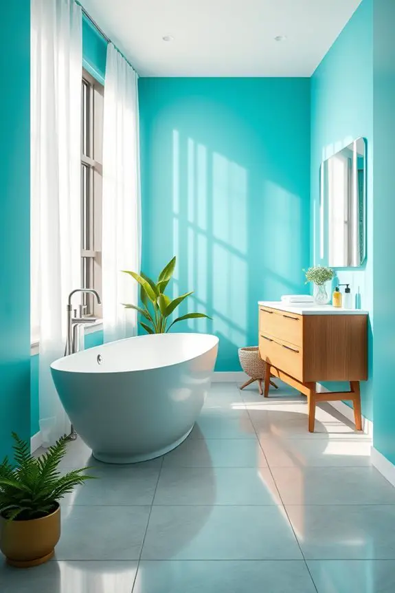 vibrant turquoise bathroom accents
