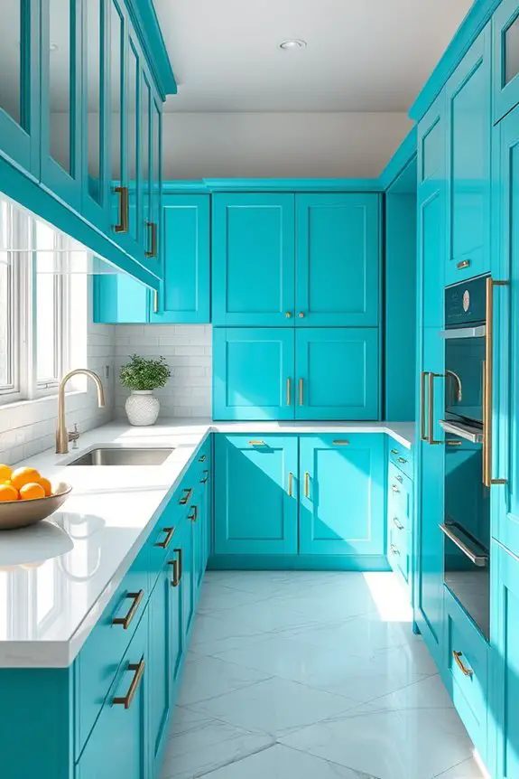 vibrant turquoise kitchen oasis