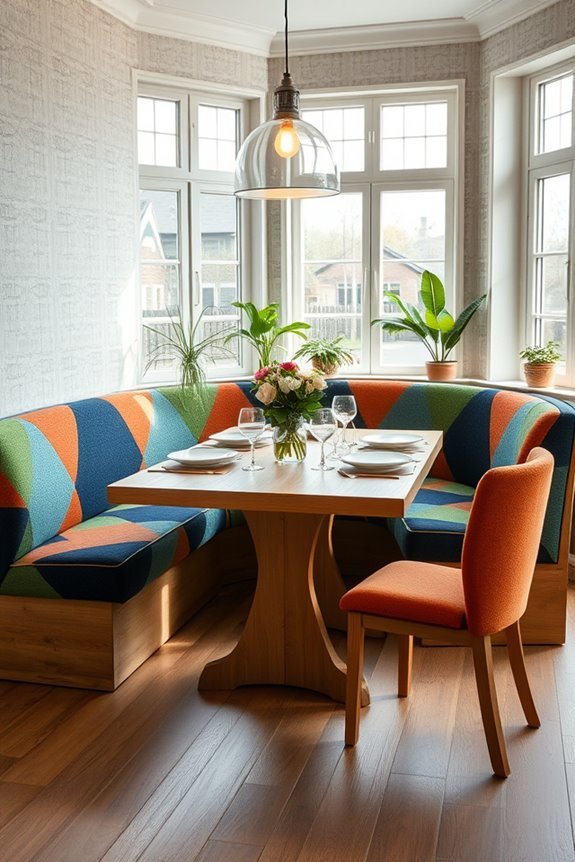 vibrant upholstered dining banquettes