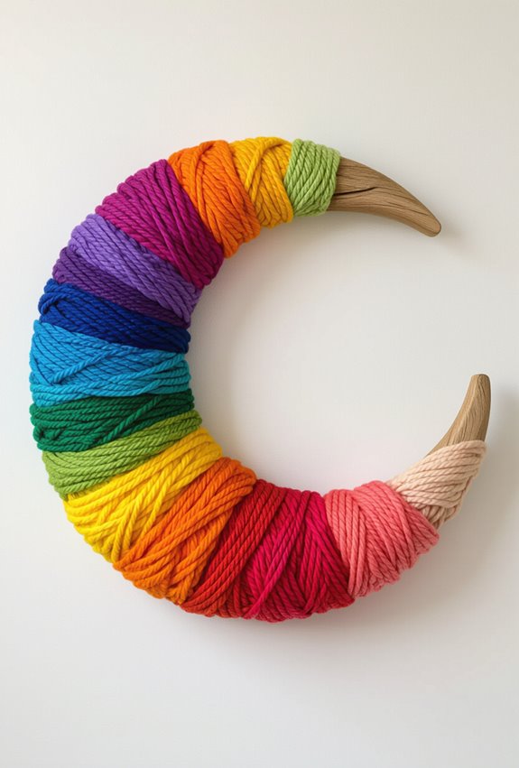 vibrant yarn wall sculpture