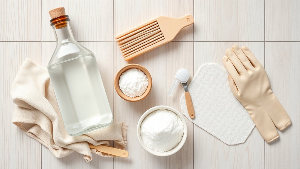 vinegar cleaning tools and supplies