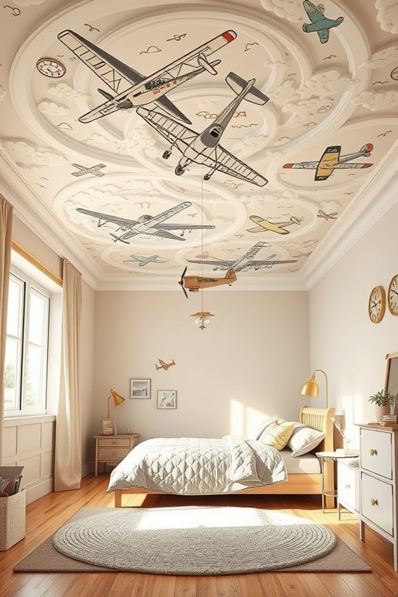 vintage aviation themed bedroom decor