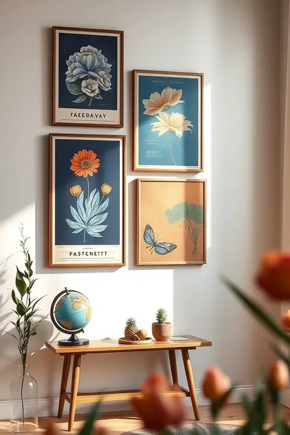 vintage blue brown posters collection