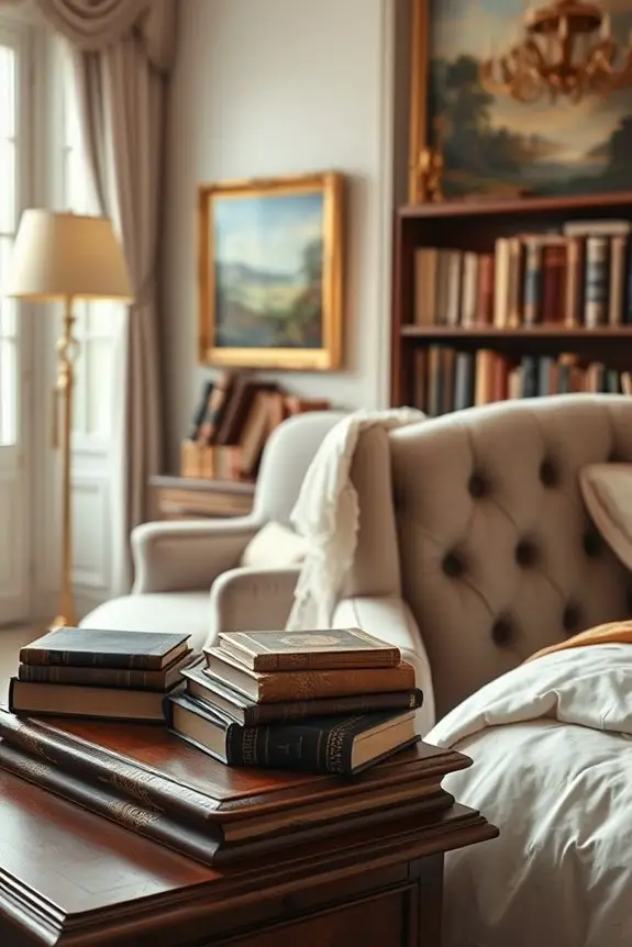 vintage books as decor