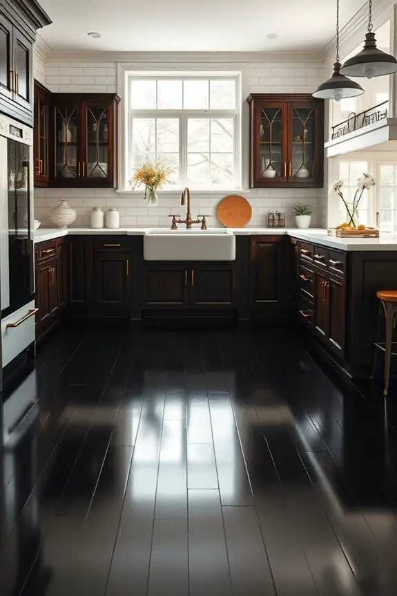 vintage charm with black flooring