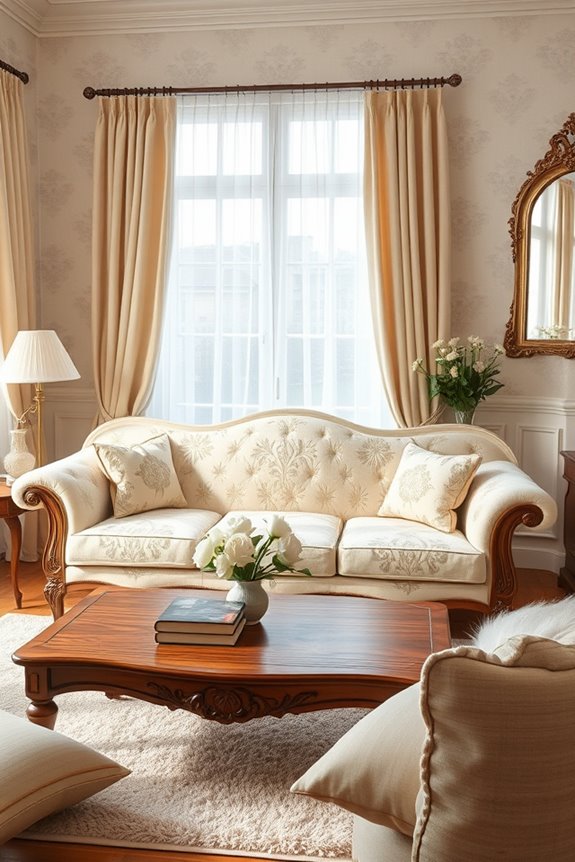 vintage charm with cream sofa