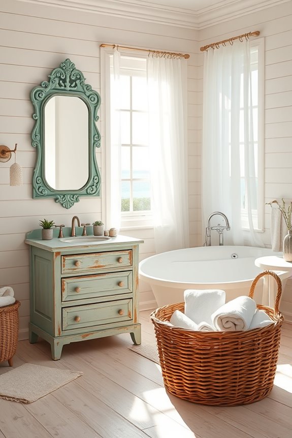 vintage coastal bathroom mirrors