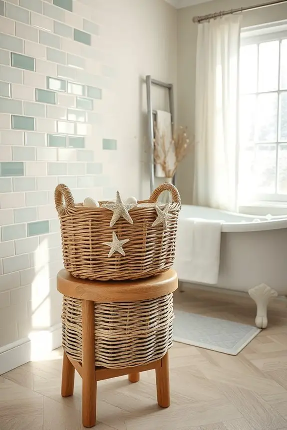 vintage coastal bathroom storage