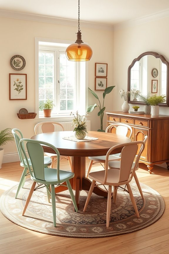 vintage colorful dining decor