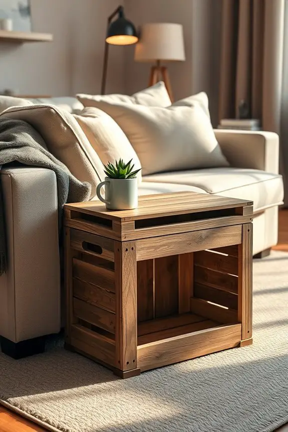 vintage crates as tables