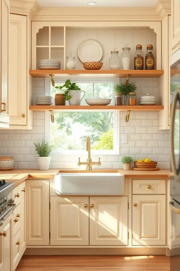 vintage cream kitchen cabinets