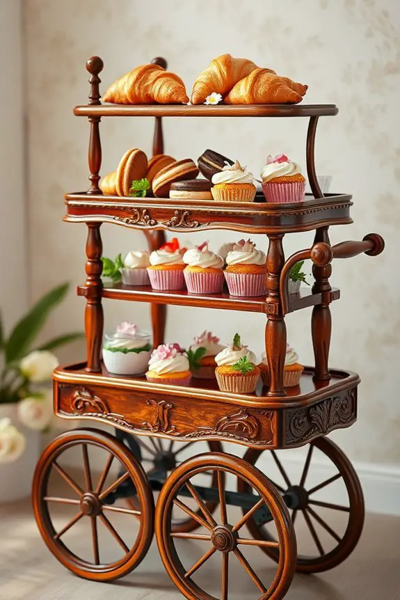vintage dessert cart displays