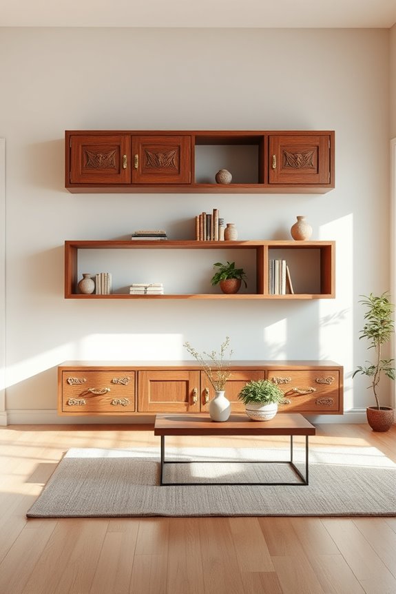 vintage floating cabinet charm