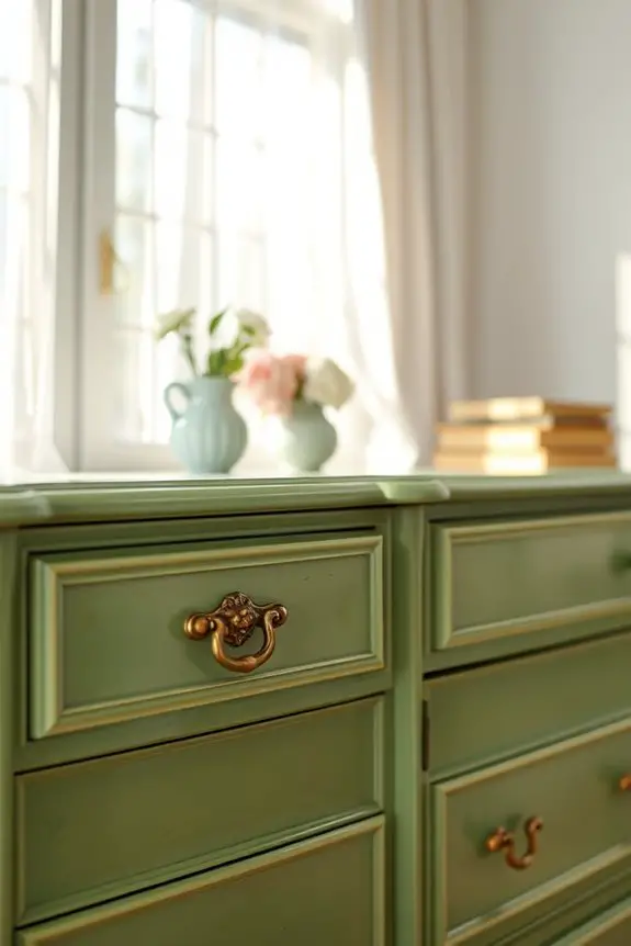 vintage green dresser makeover