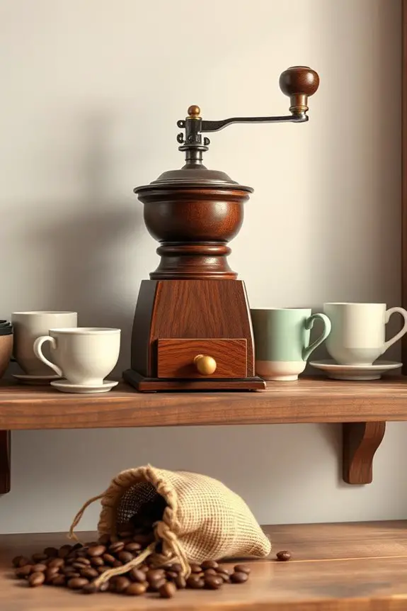 vintage grinder coffee display