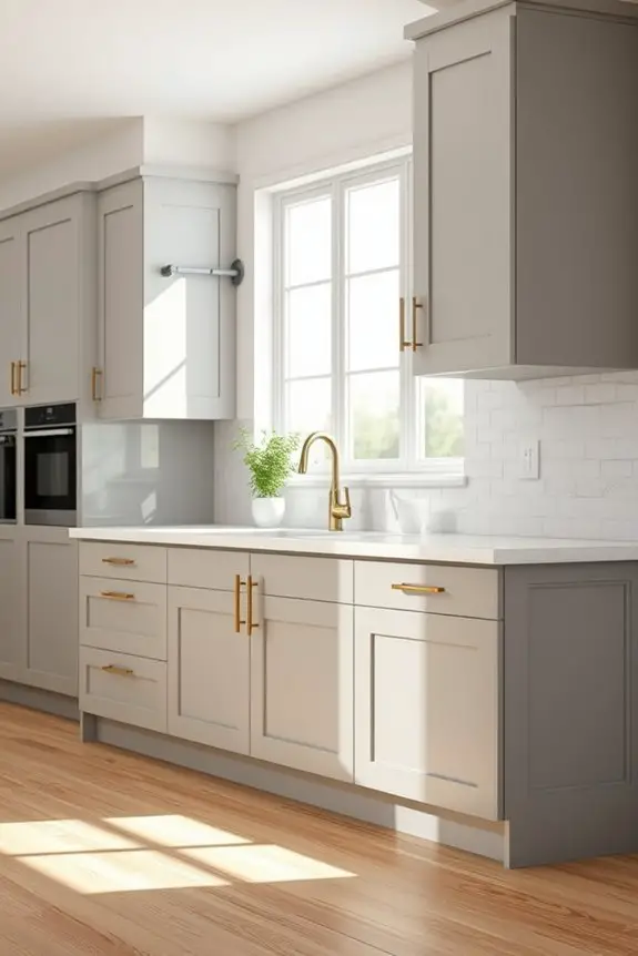 vintage hardware enhances grey cabinets
