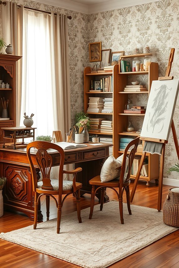 vintage inspired crafting workspace