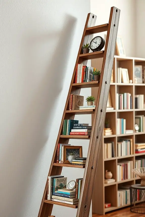 vintage ladder bookshelf diy