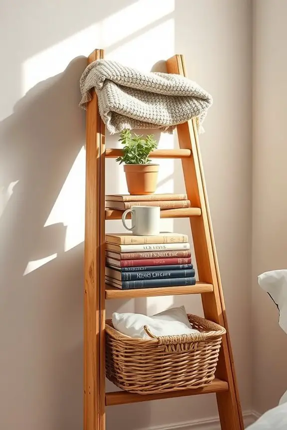 vintage ladder stand decor
