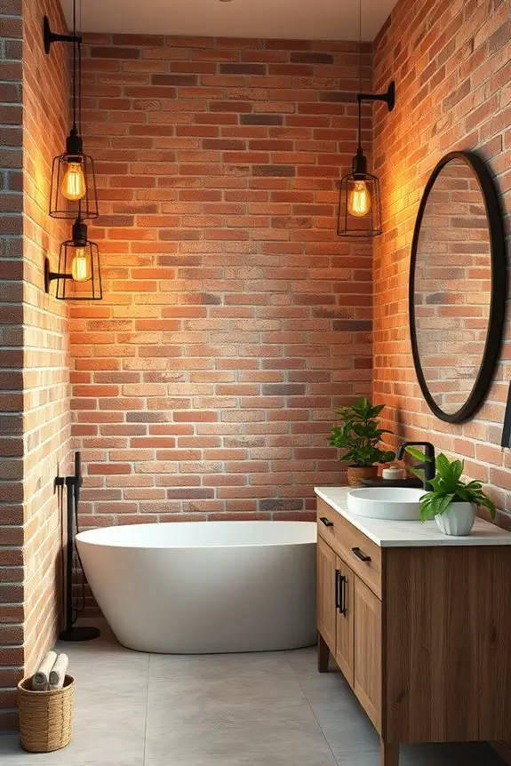 vintage lighting enhances brick