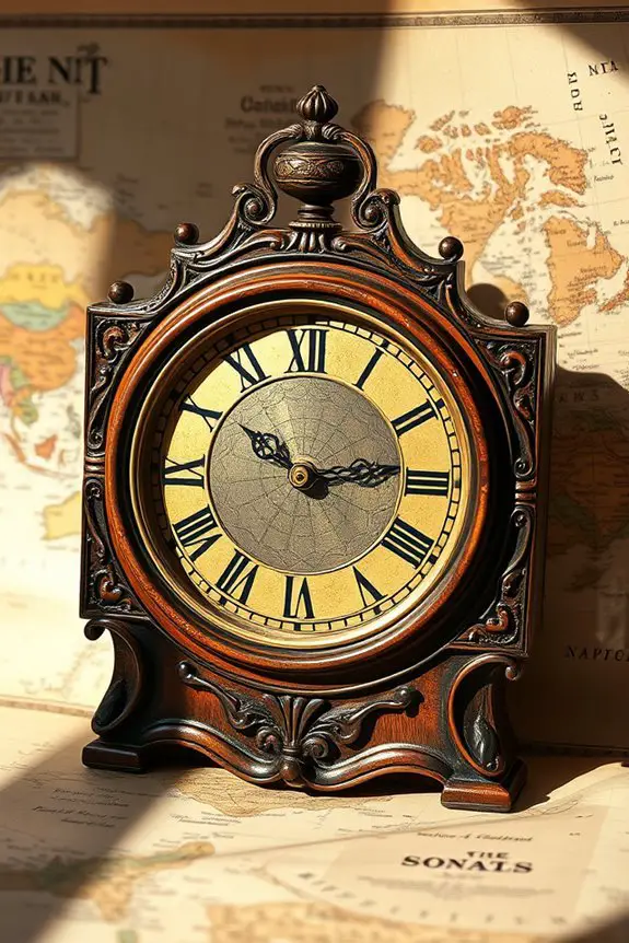vintage map clocks charm