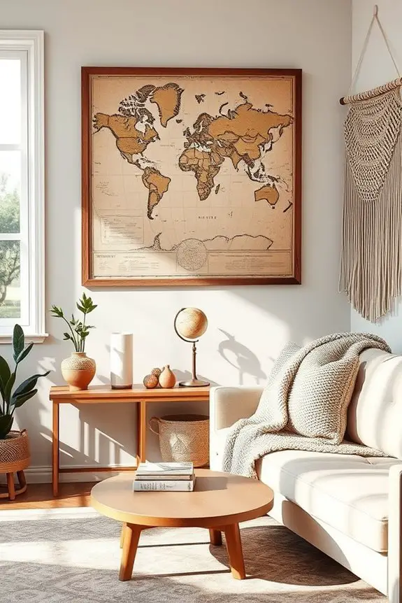 vintage map wall decor