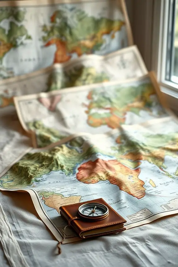 vintage maps as decor