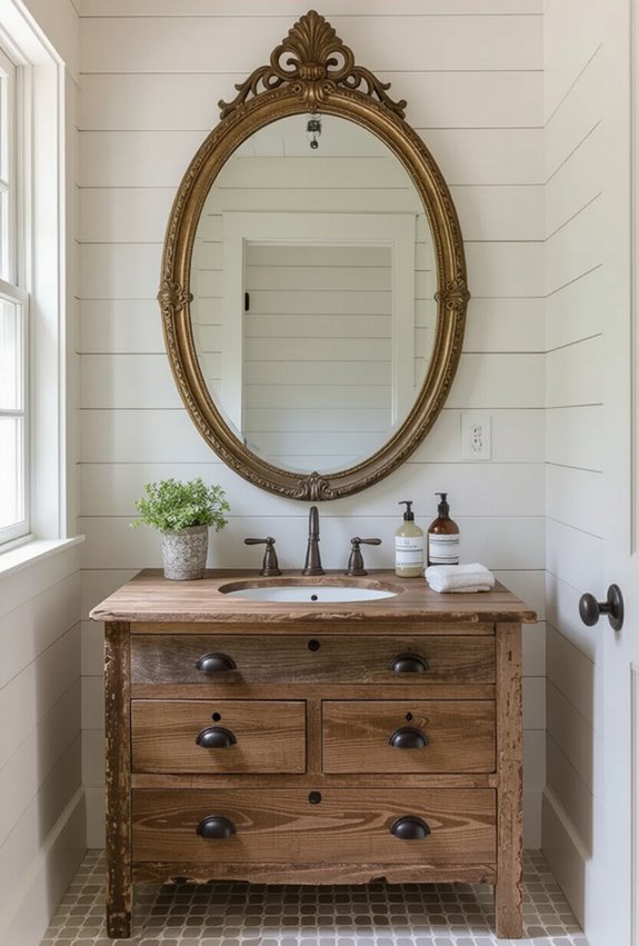 vintage mirror for small bath