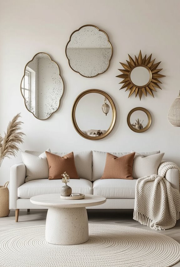 vintage mirrors create depth