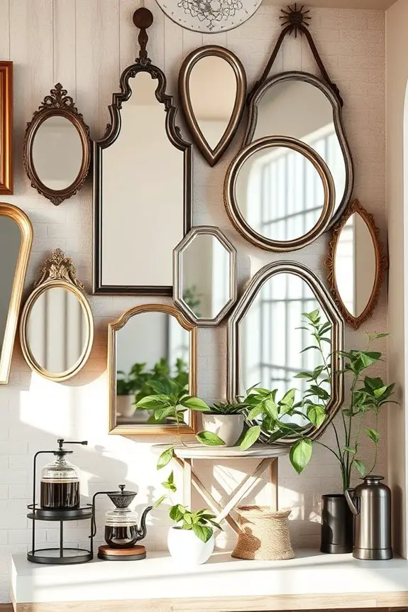 vintage mirrors enhance ambiance