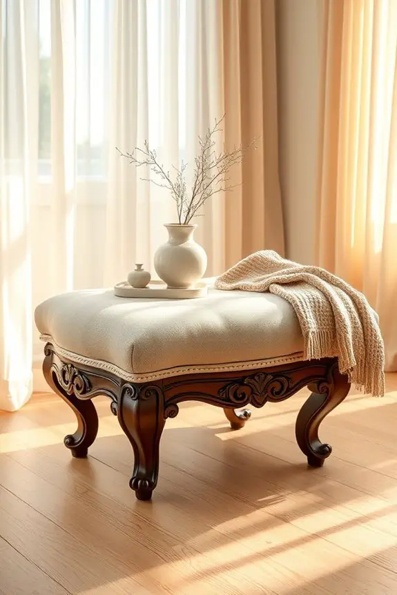 vintage ottoman fabric makeover