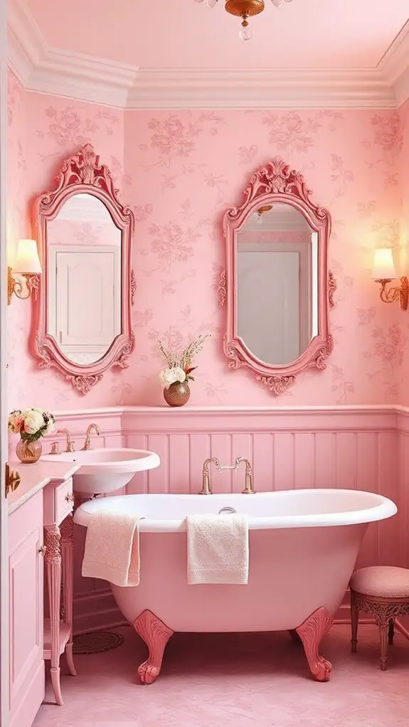 vintage pink mirror elegance