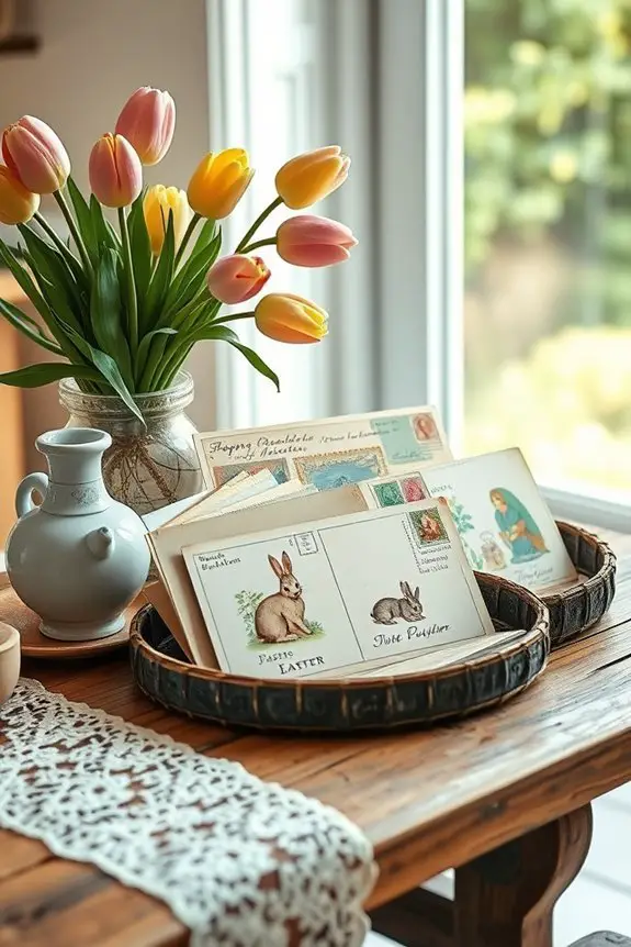 vintage postcards easter display