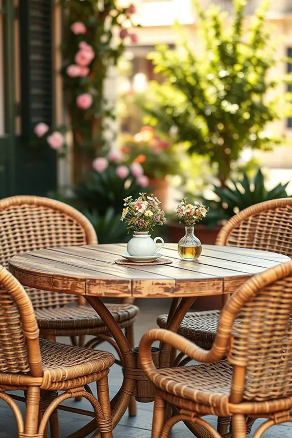 vintage rattan outdoor seating